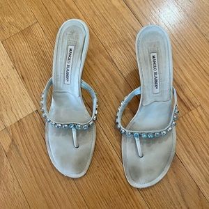 Blue rhinestone Manila Blahnik Sandals Size 40 / US 9.5